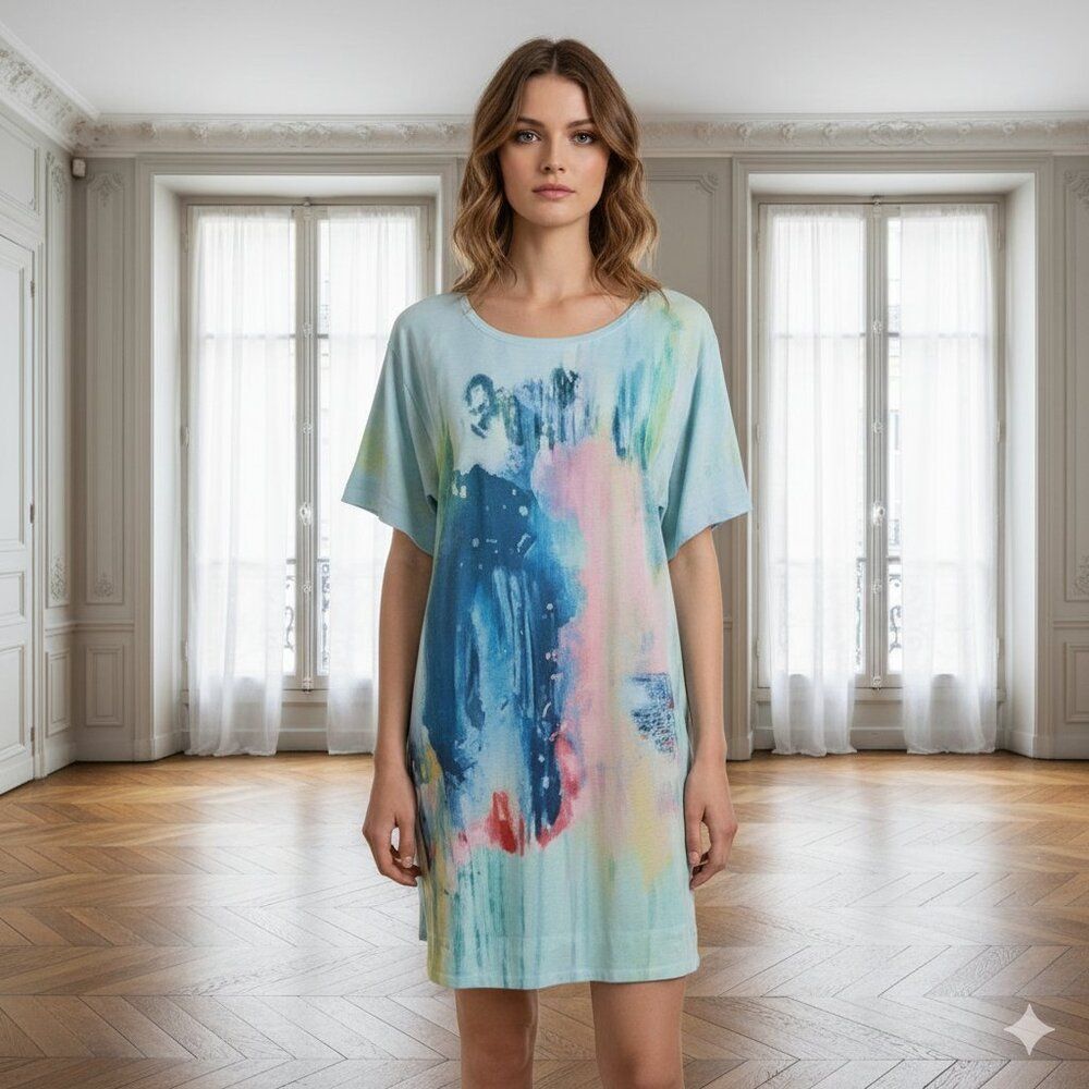 Maeve 100% Silk Watercolor Oversized Midi Dress S